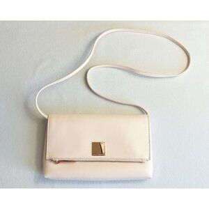 Ted Baker Britany Crosshatch Leather Rose Gold Crossbody Clutch Bag in Pale Pink